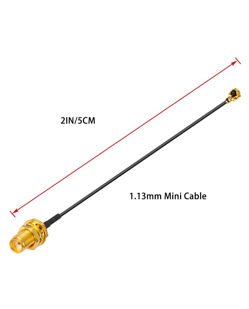 POBADY 2PCS U.F.L1 to SMA Female Low Loss Coaxial Cable 2" /5CM U.F.L1 1.13mm Mini-Coaxial Pigtail Cable for Wireless Routers Mini PCIE Network Cards PCI Wi-Fi WAN Repeater - Image 2